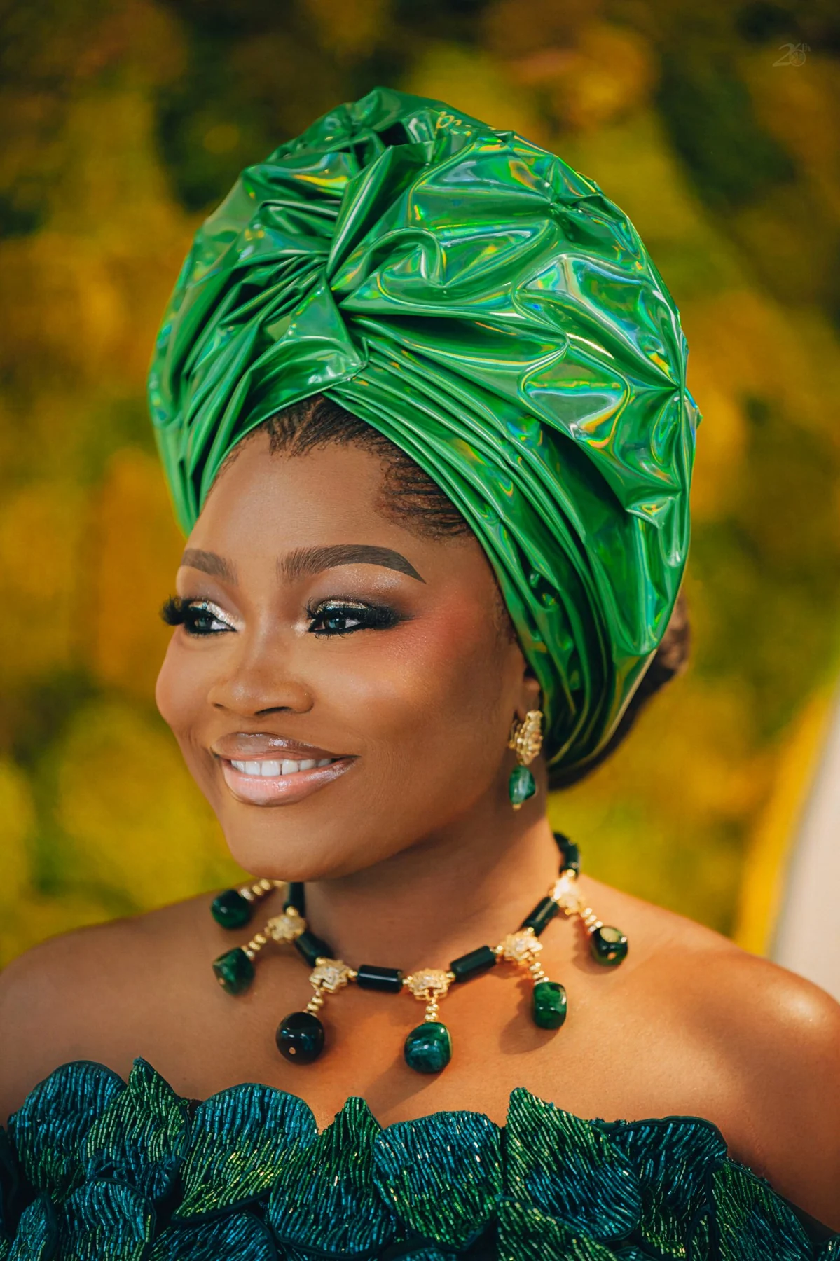 Bridal portrait in a green gele