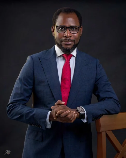 Professional portrait in a navy suit
